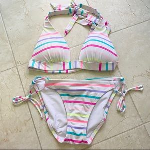 VICTORIA’S SECRET BIKINI White multi color stripes